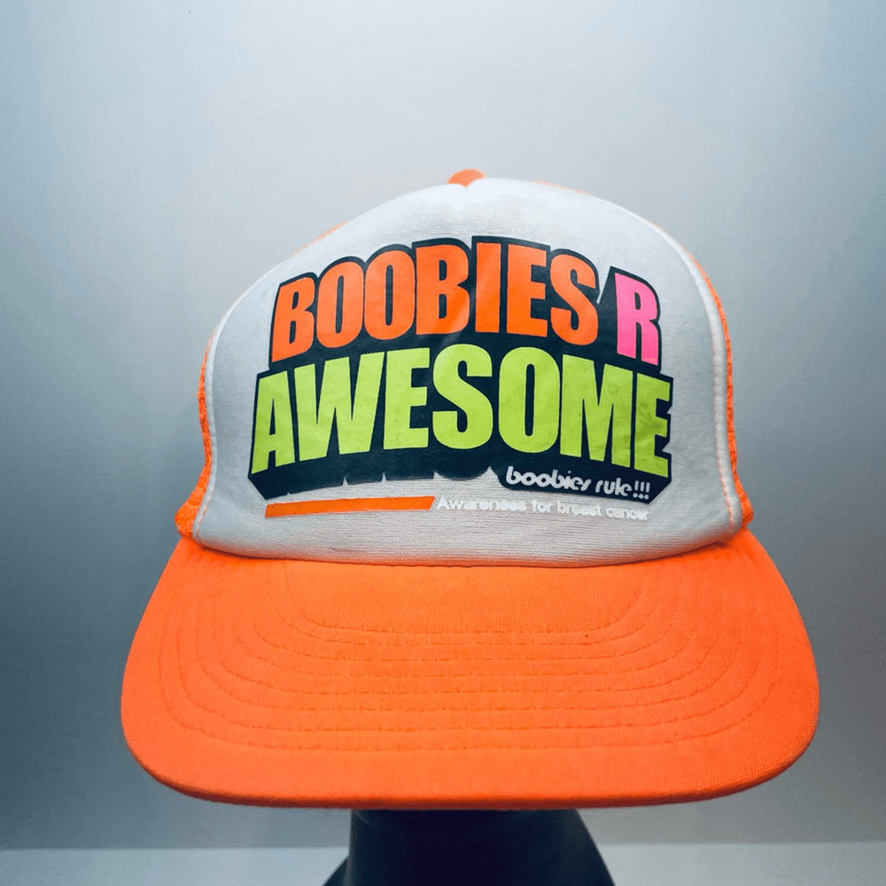Vintage Boobies are awesome Breast Cancer Awareness Trucker hat